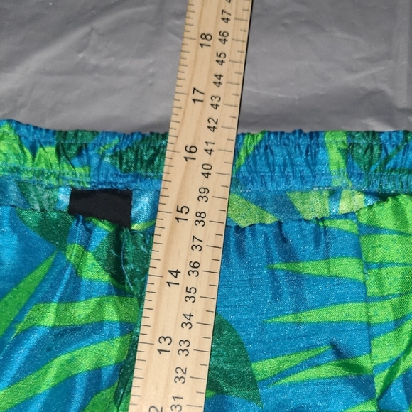 2 Piece Matching Set Capri Tank Top Tropical Palm Print Royal Blue Green Resort - Picture 13 of 16